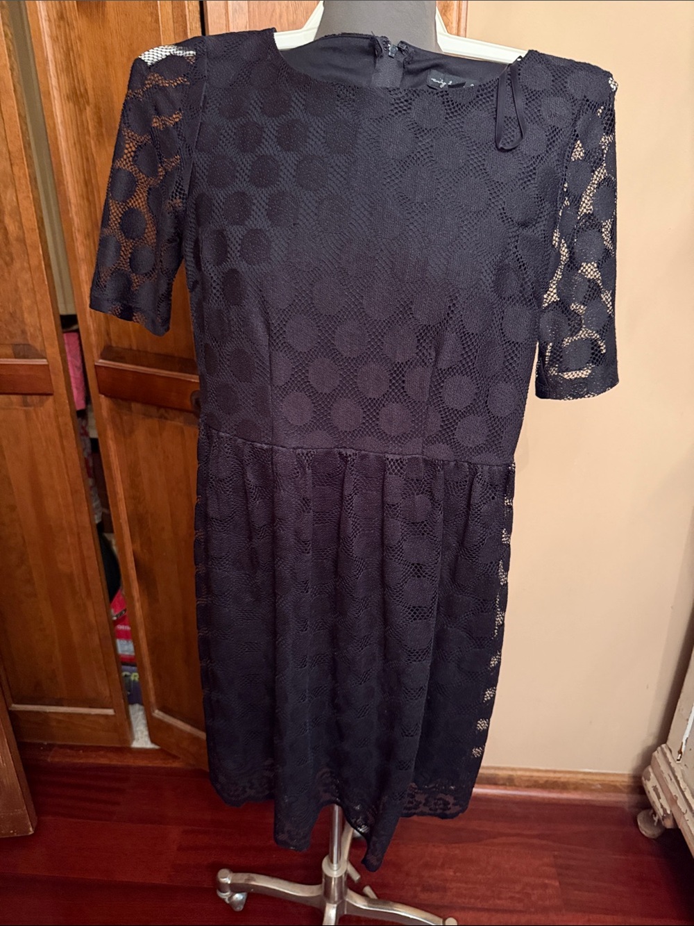 City Triangles Black Dot Lace Midi Dress